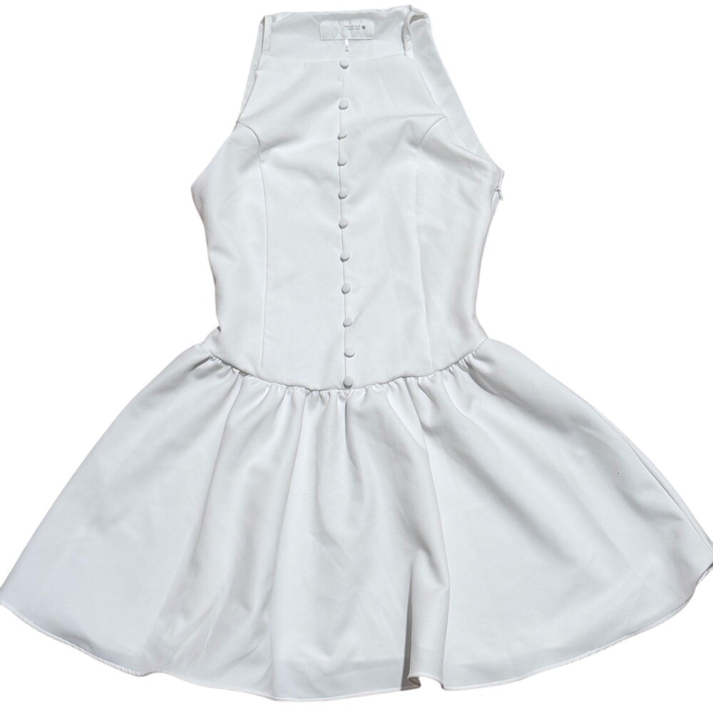 Zara Button Front White Tank Mini Dress Womens XS